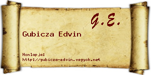 Gubicza Edvin névjegykártya